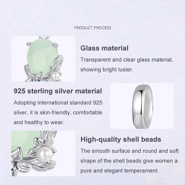 Floral Pearl Glass Sterling Silver Bead Charm Bracelet Necklace Pendant