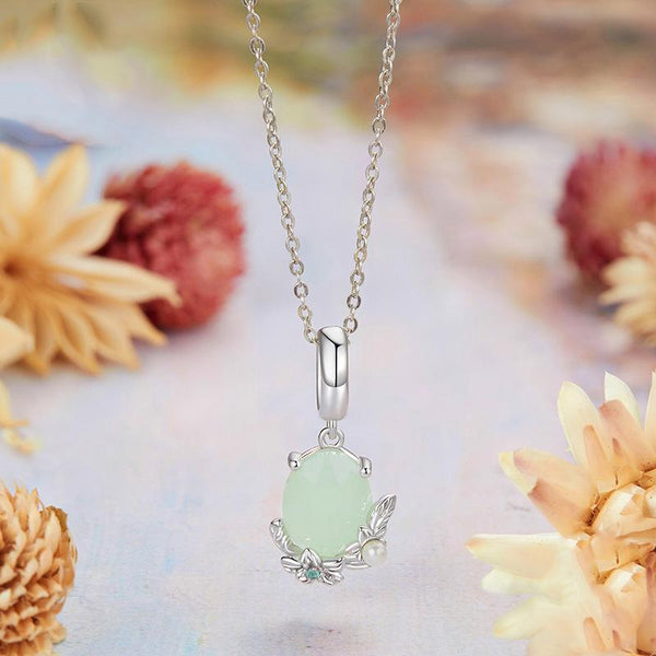 Floral Pearl Glass Sterling Silver Bead Charm Bracelet Necklace Pendant