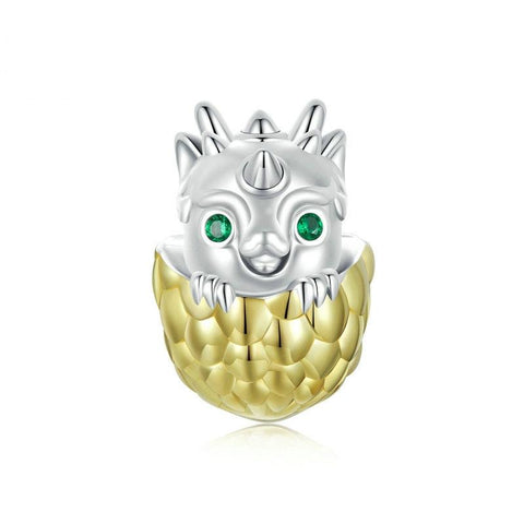 Baby Dragon Egg Enamel Sterling Silver Bead Charm Bracelet Necklace