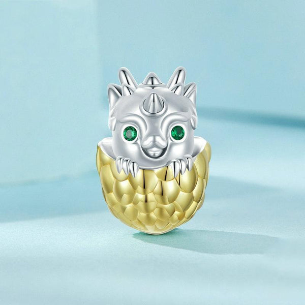 Baby Dragon Egg Enamel Sterling Silver Bead Charm Bracelet Necklace