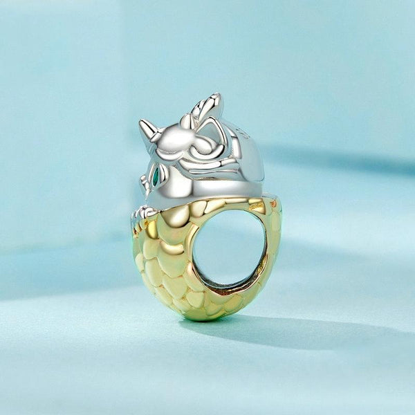 Baby Dragon Egg Enamel Sterling Silver Bead Charm Bracelet Necklace