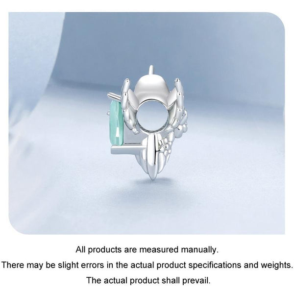 Hummingbird Glass Sterling Silver CZ Bead Charm Bracelet Necklace Pendant
