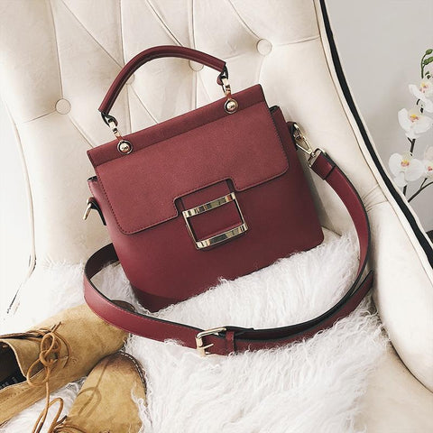 Faux Leather Suede Crossbody Tote Bag Adjustable Strap Multi Pocket Red