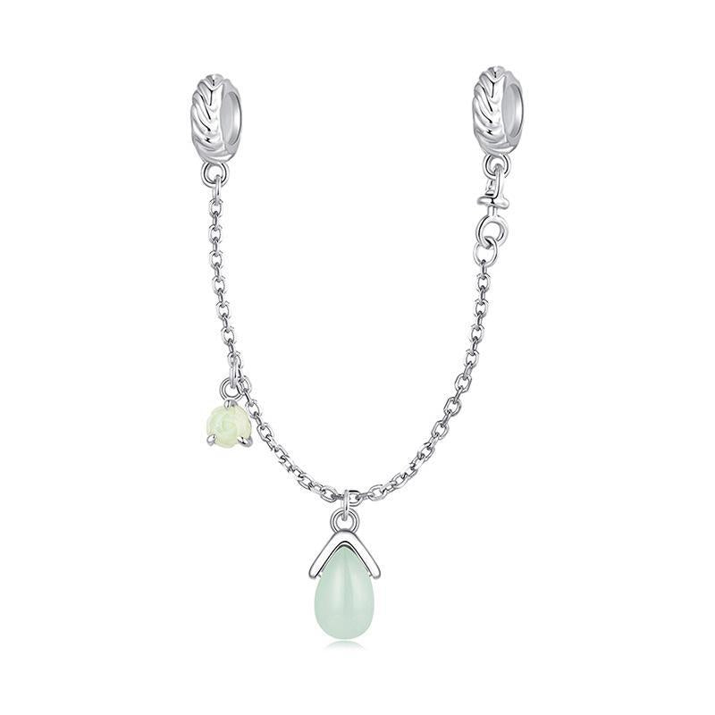 Water Drop Sterling Silver Zircon Safety Chain For Bracelet