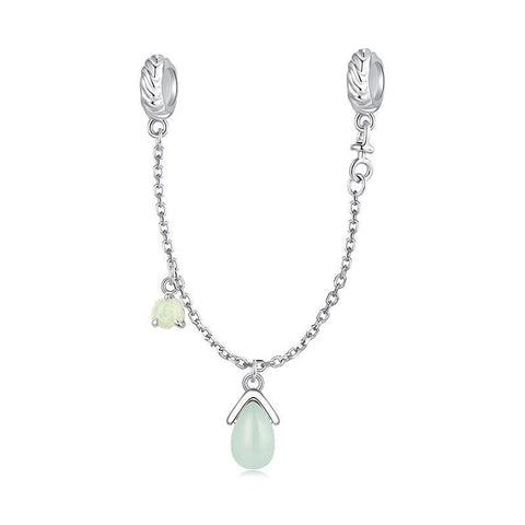 Water Drop Sterling Silver Zircon Safety Chain For Bracelet