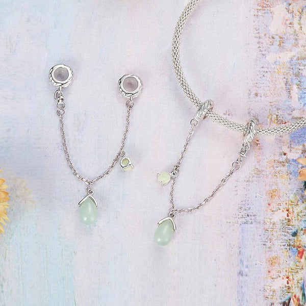 Water Drop Sterling Silver Zircon Safety Chain For Bracelet