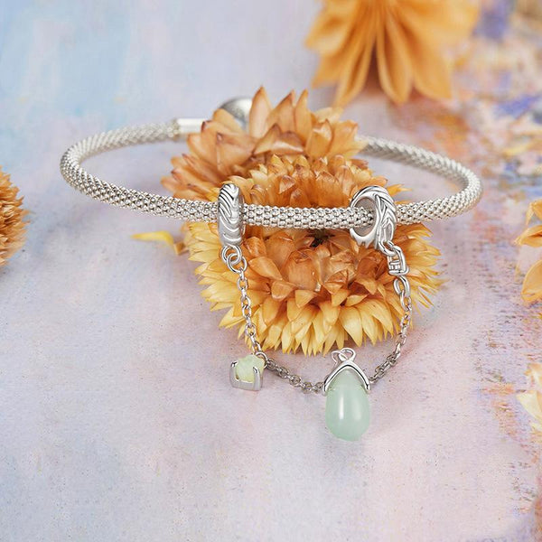 Water Drop Sterling Silver Zircon Safety Chain For Bracelet