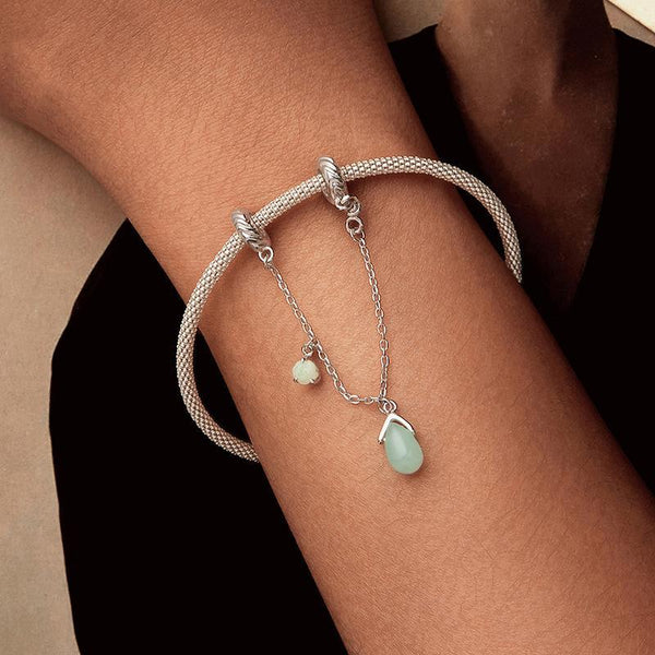 Water Drop Sterling Silver Zircon Safety Chain For Bracelet