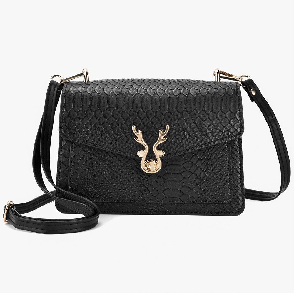 Faux PU Crocodile Leather Crossbody Shoulder Phone Bag Black