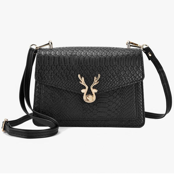 Faux PU Crocodile Leather Crossbody Shoulder Phone Bag Black