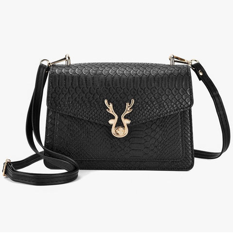 Faux PU Crocodile Leather Crossbody Shoulder Phone Bag Black