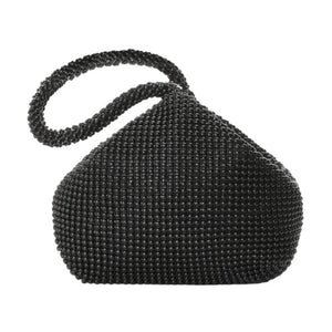 Soft Beaded Womens Evening Wedding Party Clutch Wrist Bag Black