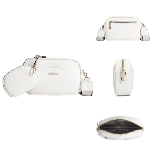 Faux PU Leather Crossbody Bag Handbag Coin Purse White