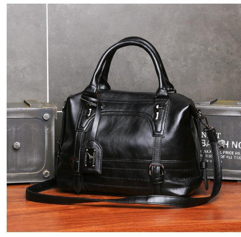 Soft Faced Casual Slouch Hobo Faux PU Leather Shoulder Bag Handbag Black