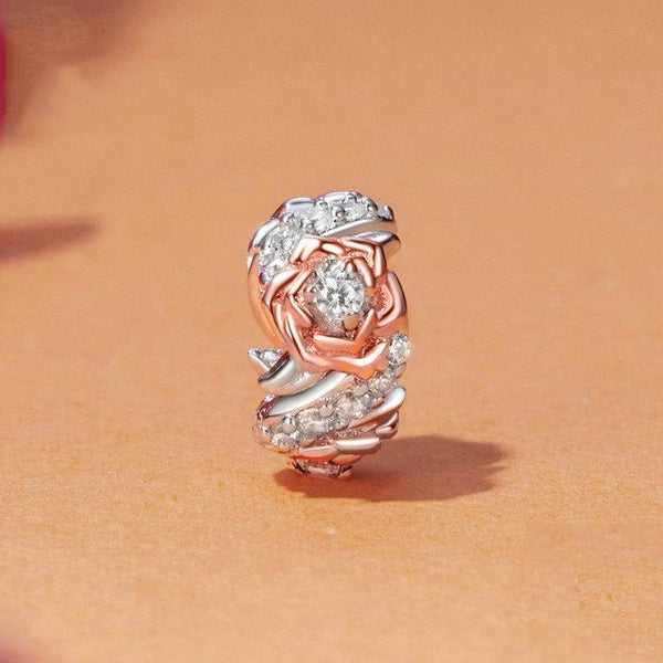 Rose Crystal Sterling Silver CZ Bead Charm Bracelet Necklace Pendant