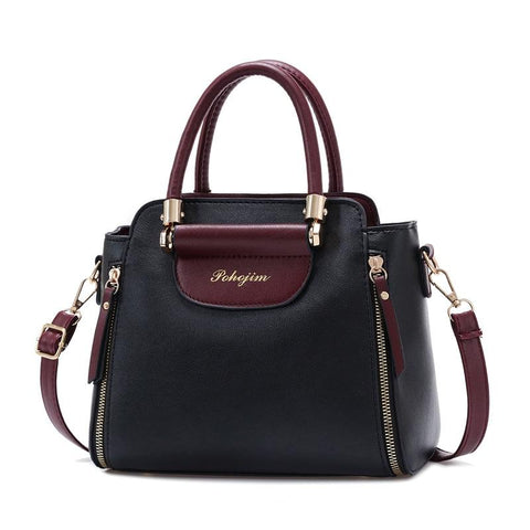 Faux PU Leather Crossbosy Shoulder Bag Handbag Black Burgundy