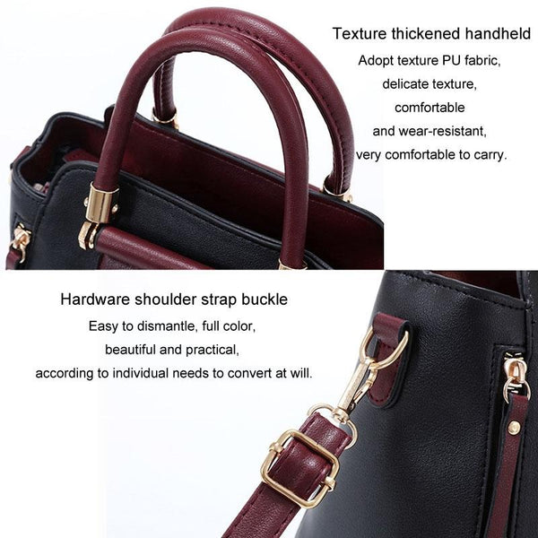Faux PU Leather Crossbosy Shoulder Bag Handbag Black Burgundy