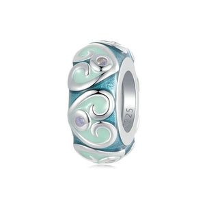 Love Hearts Enamel Sterling Silver Spacer Bead Charm Bracelet Necklace Pendant
