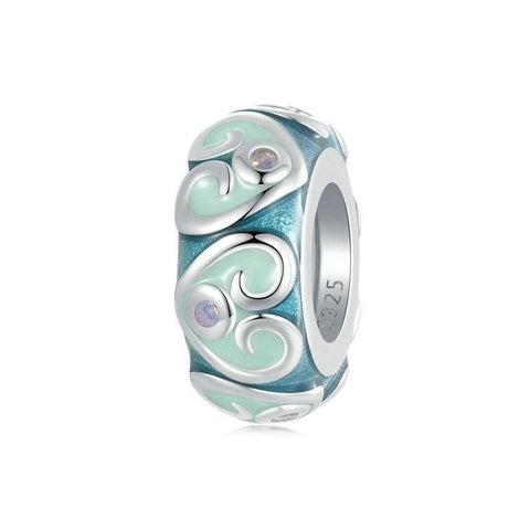 Love Hearts Enamel Sterling Silver Spacer Bead Charm Bracelet Necklace Pendant