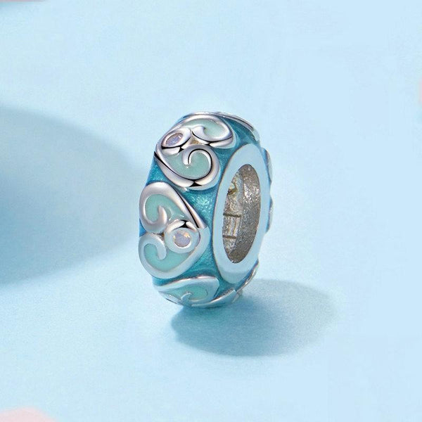 Love Hearts Enamel Sterling Silver Spacer Bead Charm Bracelet Necklace Pendant