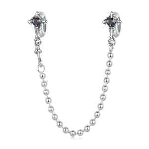 Cross Sterling Silver Glass Safety Chain For Bracelet