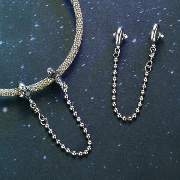 Cross Sterling Silver Glass Safety Chain For Bracelet