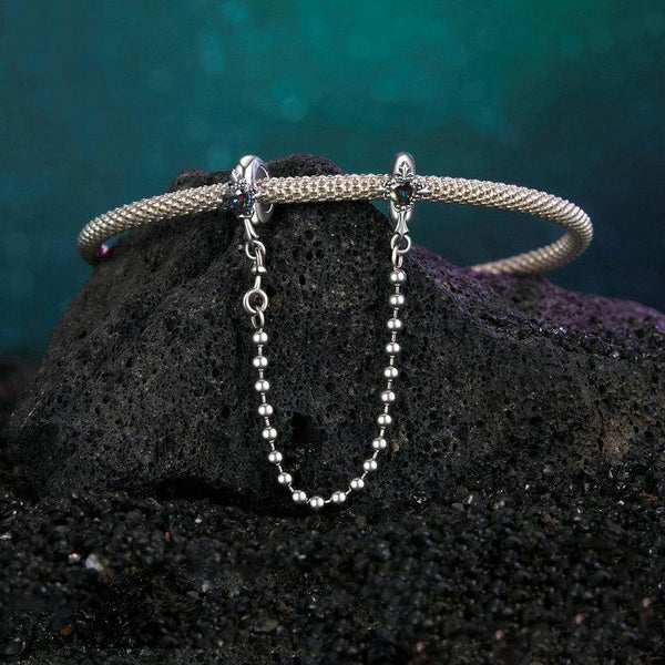 Cross Sterling Silver Glass Safety Chain For Bracelet
