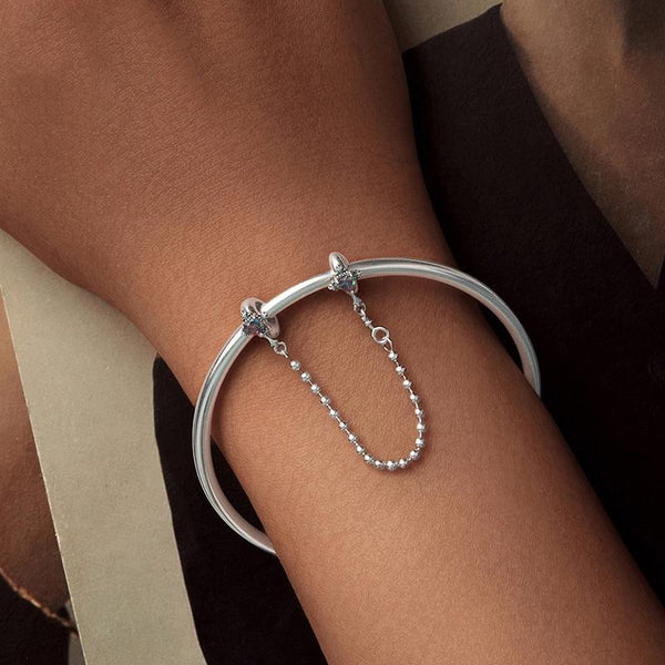 Cross Sterling Silver Glass Safety Chain For Bracelet