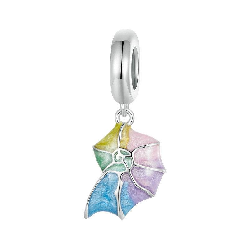 Conch Shell Seashell Enamel Sterling Silver Bead Charm Bracelet Necklace Pendant
