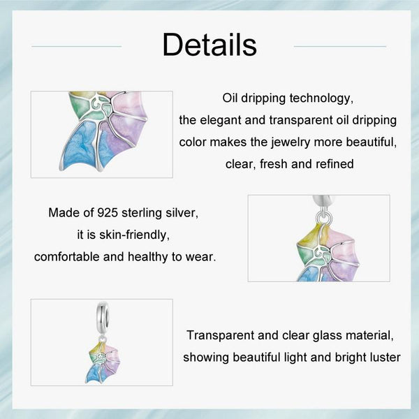 Conch Shell Seashell Enamel Sterling Silver Bead Charm Bracelet Necklace Pendant