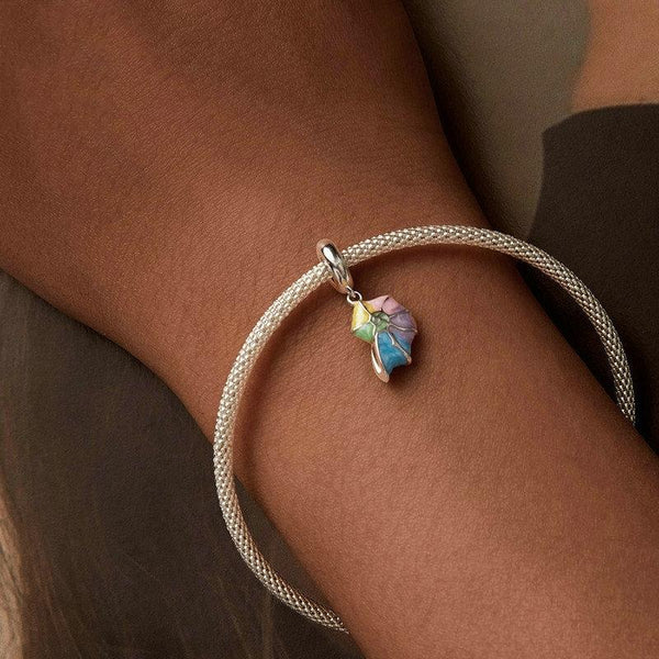 Conch Shell Seashell Enamel Sterling Silver Bead Charm Bracelet Necklace Pendant