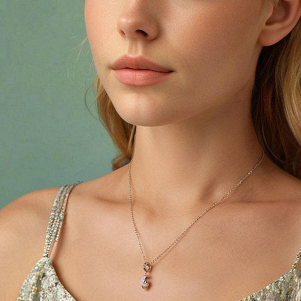 Cat Moon Platinum Plated Sterling Silver Zircon CZ Opal Look Bead Charm Bracelet