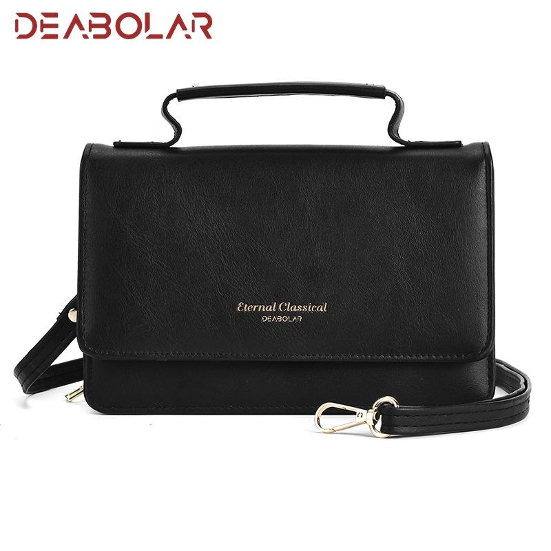 Faux PU Leather Versatile Small Shoulder Mobile Phone Bag Black