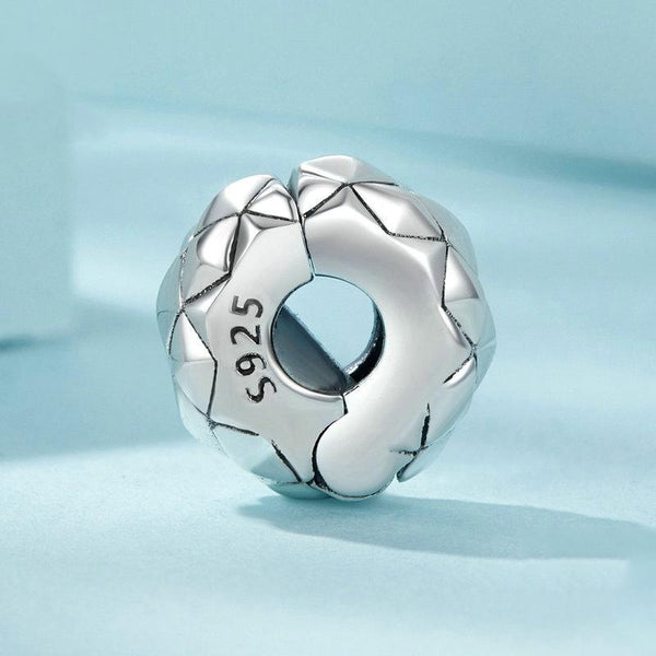 Diamond Pattern Sterling Silver Buckle Clip Spacer Bead Charm Bracelet