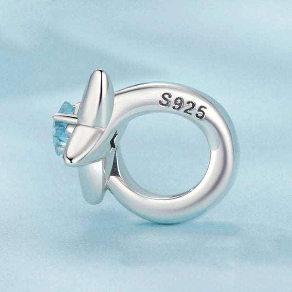 Aeroplane Star Sterling Silver CZ Bead Charm Bracelet Necklace Pendant