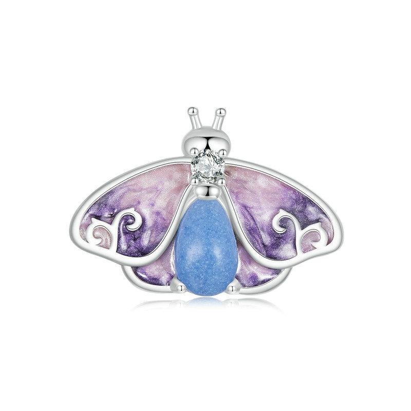 Glow In The Dark Butterfly Moth Sterling Silver CZ Bead Charm Bracelet Necklace