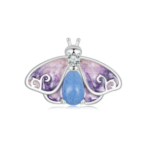 Glow In The Dark Butterfly Moth Sterling Silver CZ Bead Charm Bracelet Necklace
