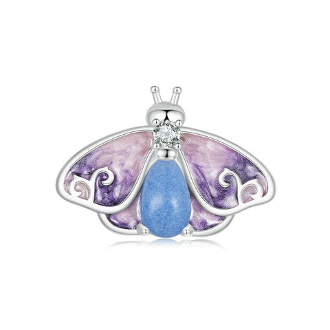 Glow In The Dark Butterfly Moth Sterling Silver CZ Bead Charm Bracelet Necklace