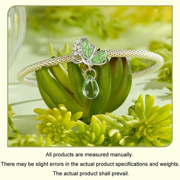 Butterfly Water Drop Sterling Silver CZ Bead Charm Bracelet Necklace Pendant
