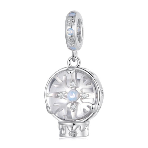 Snowflake Sterling Silver Zircon CZ Opal Look Bead Charm Bracelet