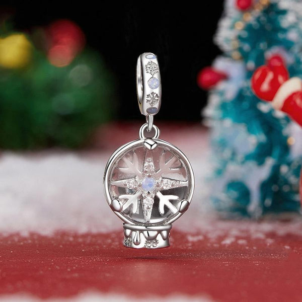 Snowflake Sterling Silver Zircon CZ Opal Look Bead Charm Bracelet