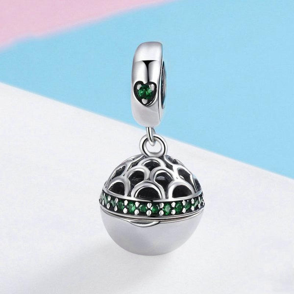 Locket Style Sterling Silver Bead Charm Bracelet Necklace Pendant Pink