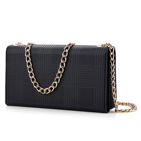Leather Crossbody Bag Handbag RFID Purse Card Slot Chain Strap Black