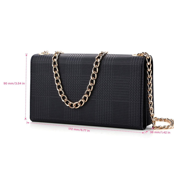 Leather Crossbody Bag Handbag RFID Purse Card Slot Chain Strap Black