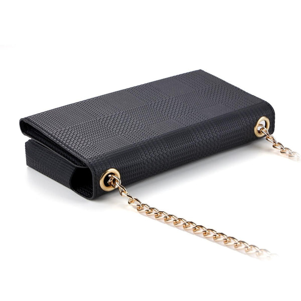 Leather Crossbody Bag Handbag RFID Purse Card Slot Chain Strap Black
