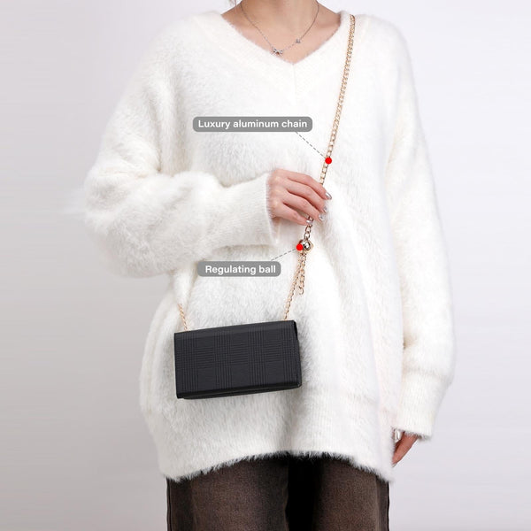 Leather Crossbody Bag Handbag RFID Purse Card Slot Chain Strap Black