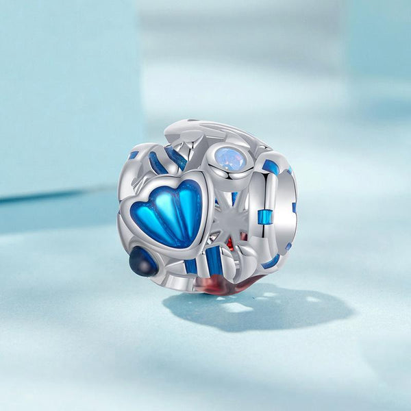 Seashell Enamel Sterling Silver Spacer Bead Charm Bracelet Necklace Pendant