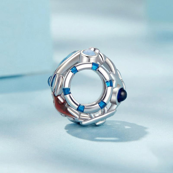Seashell Enamel Sterling Silver Spacer Bead Charm Bracelet Necklace Pendant