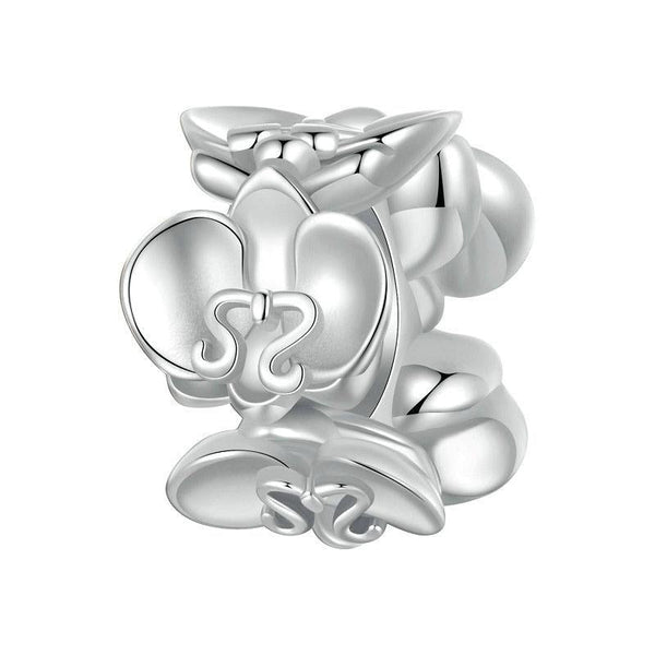 BUtterfly Orchid Sterling Silver Spacer Bead Charm Pendant Bracelet Necklace