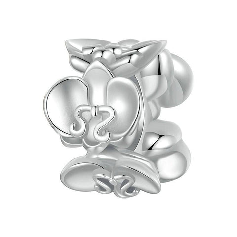 BUtterfly Orchid Sterling Silver Spacer Bead Charm Pendant Bracelet Necklace